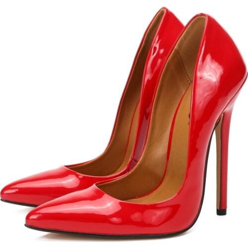 Fashion High Heels Sexy Shoes Women Large Size 40-48 Pumps White Stiletto Heel Patent Leather Office Wedding Shoe