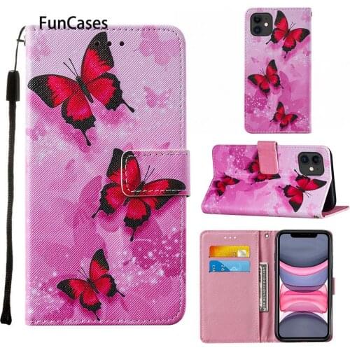 Moon PU Leather Wallet Book Phone Case For iPhone 11 Cute Leaves Flip Cover Apple 12 2020 Touch 7 6 Pro Max Mini Bag