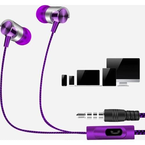 In-ear Earphones Heavy Bass Nylon Cable Sturdy Tensile Earphones With Microphone Universal Portable Earphone