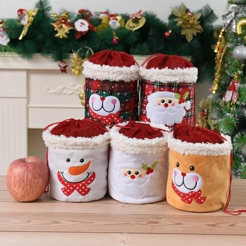 New Christmas Apple Bag Snowman Santa Claus Pattern Drawstring Drawstring Pocket Gift Bag Apple Storage Decoration Bag