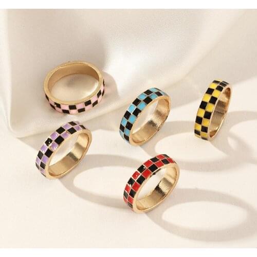 2021 NEW Rings for Women Wide Geometric Squares Mosaic Golden Ring Girl Minimalist Party Fashion Jewelry