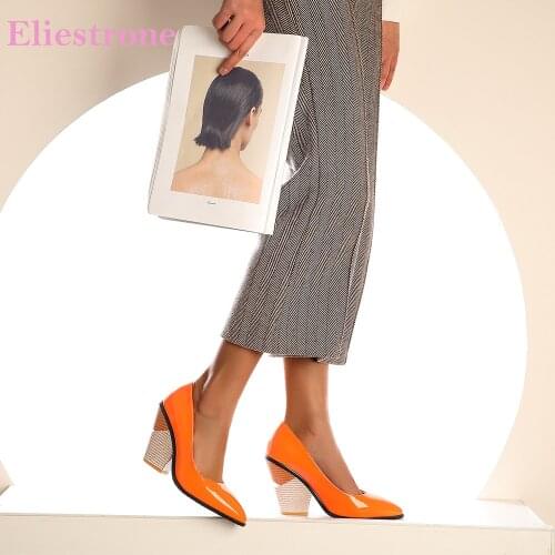 Brand New Sweet Orange White Women Nude Pumps Fashion High Heels Lady Dress Shoes LA267 Plus Big Size 11 43 46 48