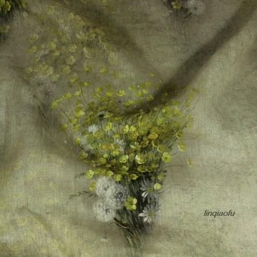 Original Huang Xiaohua summer printed ramie fabric, dress robe fabric