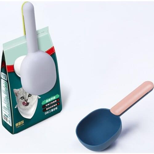 Portable Pet Food Spoon Cat Dog Food Shovel With Clip Mutli-function Feeding Scoop Measuring Cup For Dogs Cat Pet Supplies