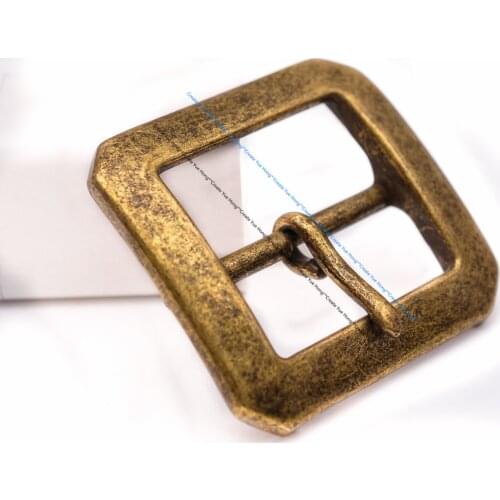 Strong Heavy Duty Sturdy Western Cowboy Sturdy Brass Rectangular Center Bar Pin Belt Buckle Replacement Fit 40mm Strap