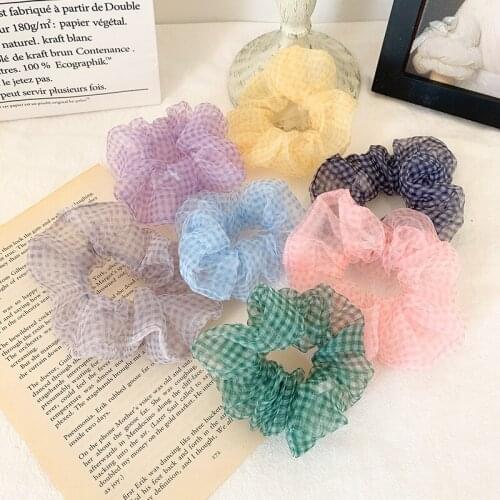 Hairlyah Girls Solid Dot Hair Ties Hair Rope Elastic Ponytail Organza Scrunchie Holder Headwear Accessories Fashion Hairband