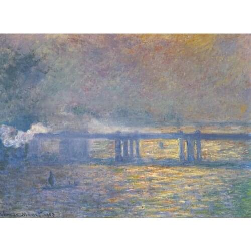 Hand Painted Oil paintings Claude Monet Canvas art Charing Cross Bridge High quality home decor
