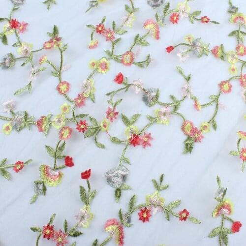 Mesh fabric flower embroidered floral gauze lace net fabric Wedding Women dress making 140cm wide by the Yard