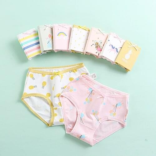 2021 Girl Briefs Lace Stretch Korean Cartoon Shorts Cotton Girls Baby Underwear Kids Underwear for Girls Kids Stacked Pants