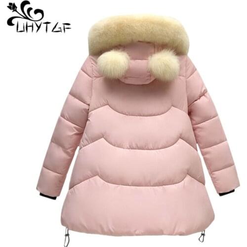 UHYTGF Elegant student winter jackets coat woman cloak type thicken casual warm womens outerwear hooded parker cotton coat 1787