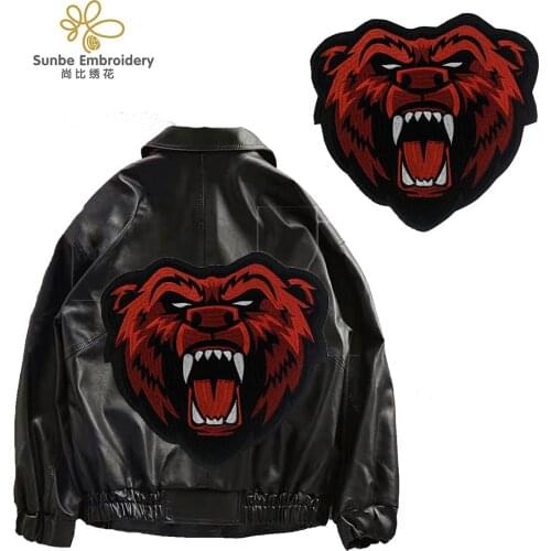 Embroidery Wolf Head Iron on Stickers Patches Clothing Decorative Applique Badge for Men Jacket