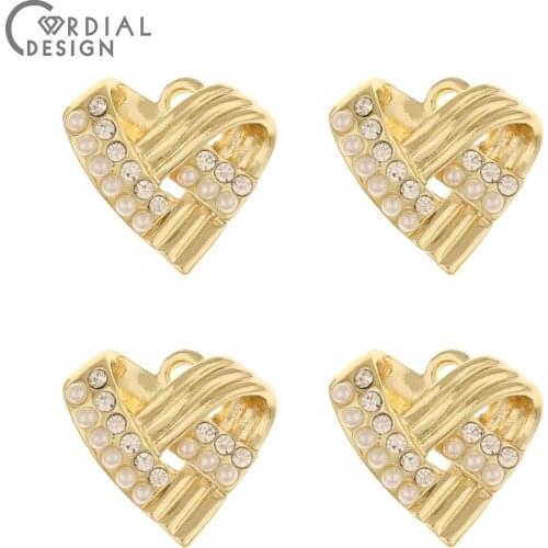 Cordial Design 50Pcs 17*19MM Jewelry Accessories/Heart Shape/Rhinestone Pendants/Imitation Pearl/Jewelry Findings & Components