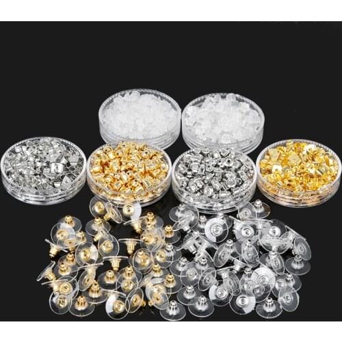 Factory Price Jewelry Findings Metal Accessories Beads DIY Ear Plugs Post Nuts Clear Soft Silicone Rubber Earring Backs Plug Cap