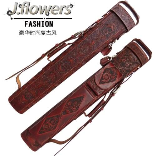 JF6-AB002 Billiard Case 6 Holes 2B4S Genuine Leather Case Top Handmade 90*13*10cm Oval Embroidery Bag Billiard Accessories