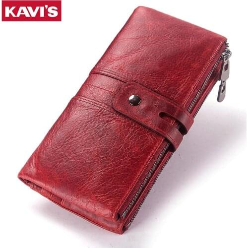 2021 Genuine Leather Women Wallet Female Coin Purse Hasp Portomonee Clutch Money Bag Lady Handy Card Holder Long for Girl