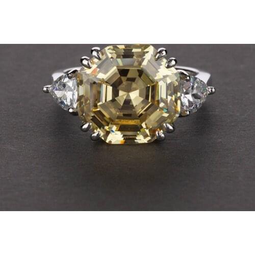 S925 Sterling Silver Ring 12*12 Mainstone 13 Karat GemstoneWedding Anniversary Diamond Ring For Women