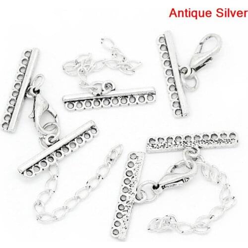 Doreenbeads Components Zinc Alloy Connectors Jewelry Findings Irregular Silver Color 3.2cm x 25mm 1Set