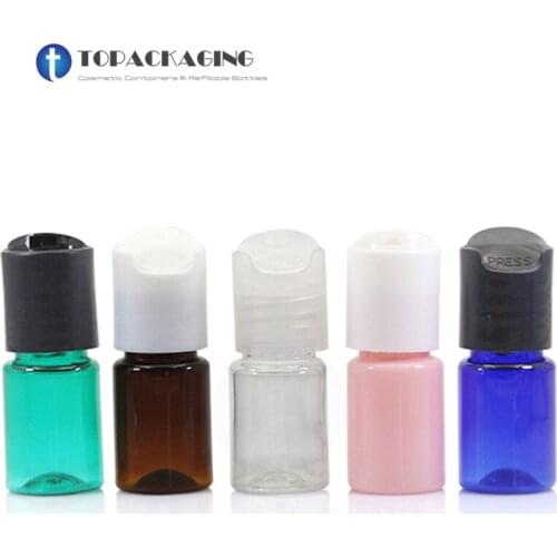 100 x 5ml Press Cap Bottle,Empty Plastic Cosmetic Container,Small Sample Lotion Bottle,Essential Oil Bottle,Make up Sub-bottling