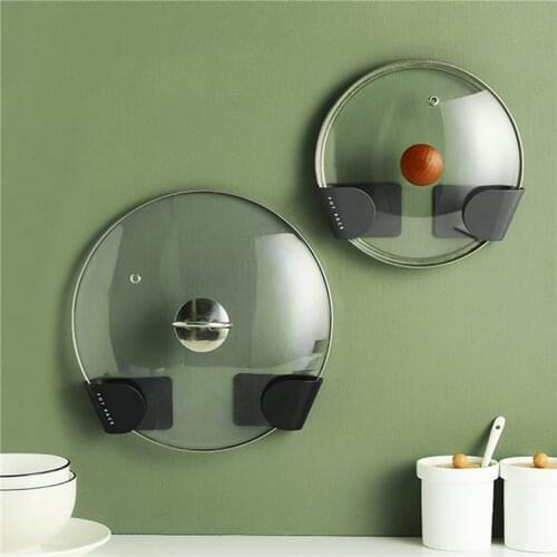 2pc Kitchen Pot Cover Shelf Wall Hanging Multi Functional Shelf For Putting Pot Cover Wall Hanging Storage Kichen Organizer