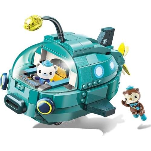 323Pcs 3703 Submarine Small Column Lantern Fish Boat Childrens Small Particle Assembly Building Blocks Assembling Toy Gifts