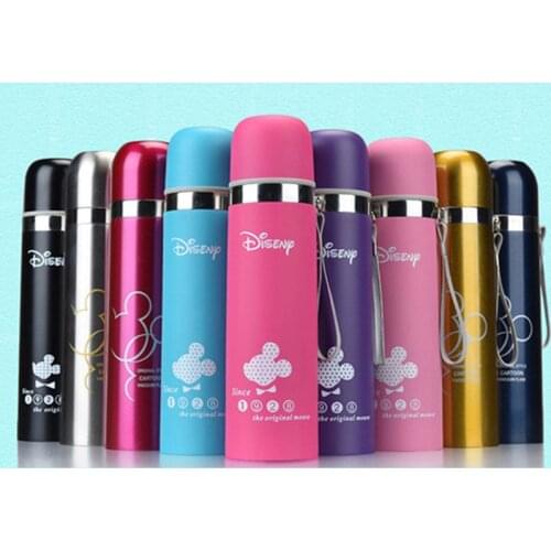 350mL 500mL Disney Mickey Cartoon Cup Vacuum Insulation Water Bullet Bottle Stainless Steel Thermos Cups Portable Outdoor Bottle