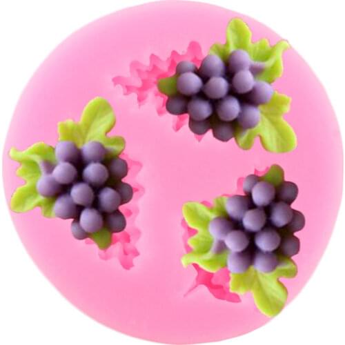 3D Grape Silicone Mold Fruit Cupcake Topper Fondant Cake Decorating Tools Chocolate Gumpaste Moulds Resin Clay Candy Molds