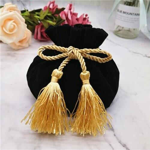 6pcs/lot 12*17cm Velvet Black color Jewellery Bags With Tassel Wedding candy Pouch large wedding gift bag