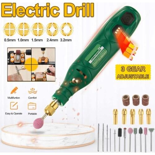 16000r/min 3.7V 30W Mini Wireless Grinding Machine 3 Variable Speed Rotary Tools Kit Drill Engraver Pen for Milling Polishing
