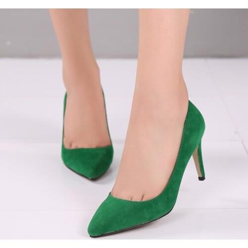 Brand Women 8CM Sexy High Heel Pumps Big Size 35-44 Thin Heels Comfort Pumps Ladies Office Casual Pointed Toe Shoes DA0013