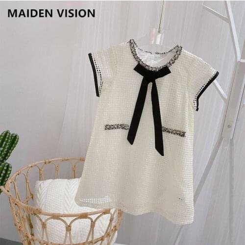 Kids Little Girls Lady Bow Dresses 2021 Summer Toddler Girl Princess Hollow design Casual baby Dress for Birthday party clothes