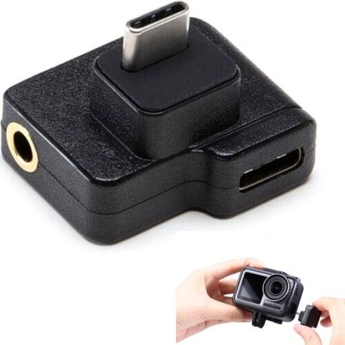Osmo Action Microphone 3.5mm/USB-C Adapter External 3.5mm Mic Mount for TRS Plug CYNOVA DJI Osmo Action Camera Enhances Sound