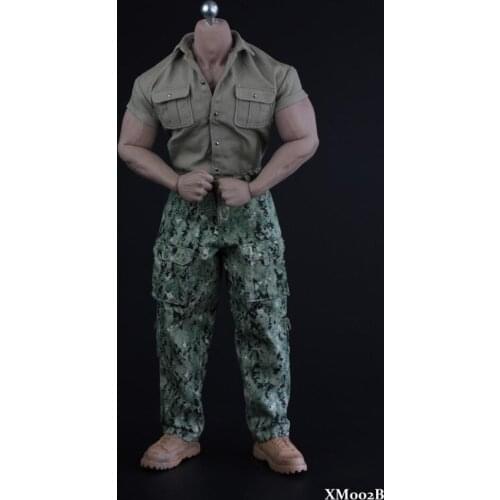Xm02 1/6 Soldier Explorer Mens Shirt Slacks Camouflage Pants F Steel-bonded Rubberized Muscle Body 12'' Action Figure Costume