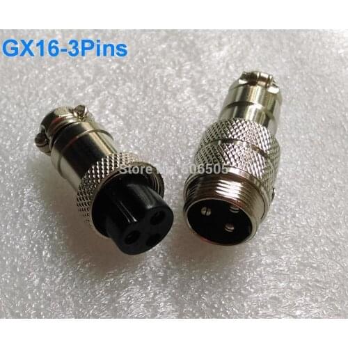 GX16 3Pins 16mm Male and Female Butt joint Connector kit GX16 Socket+Plug Aviation plug interface 2set/lot