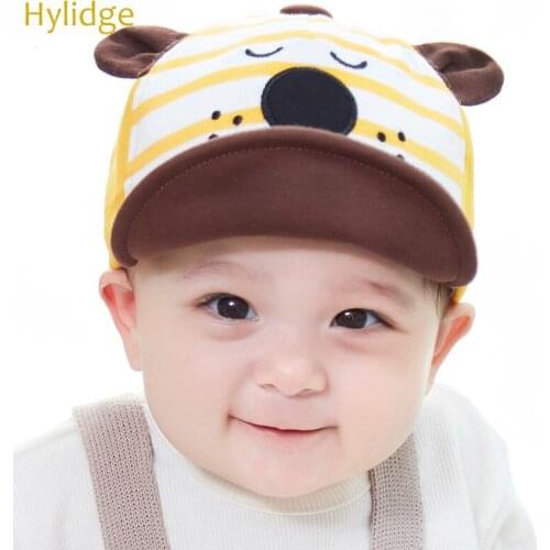 Hylidge New Baby Kids Baseball Hat Baby Girl Boy Sun Hat Soft Brim Cartoon Nose Bear Cap Infant Bonnet