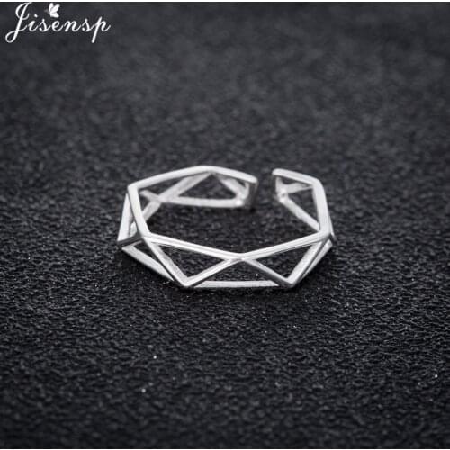 Jisensp Punk Trendy Hexagon Rings for Women Fashion Jewelry Adjustable Wedding Ring Anillos joyas de plata