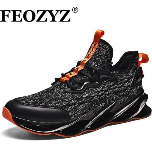 FEOZYZ Blade Running Shoes Men Flywire Tec City Road Jogging Shoes Fish scale Design Breathable Sport Sneakers