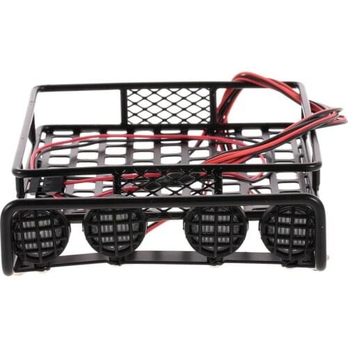 Metal Car Roof Carrier Rack with 4 LED Light Lamp Flashing Model for SCX10 90046 Traxxas RC4WD D90 CC01 RC Crawler