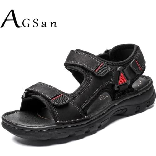 Men Summer Beach Shoes Genuine Leather Casual Shoes Outdoor Sandals Breathable Driving Shoes Lightweight Mens Footwear 47 Black