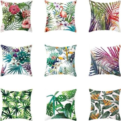 Tropical Plants Cushion Cover Polyester Green Leaves Decorative Pillowcase Tropical Plant Throw Pillow Case kussensloop almohada