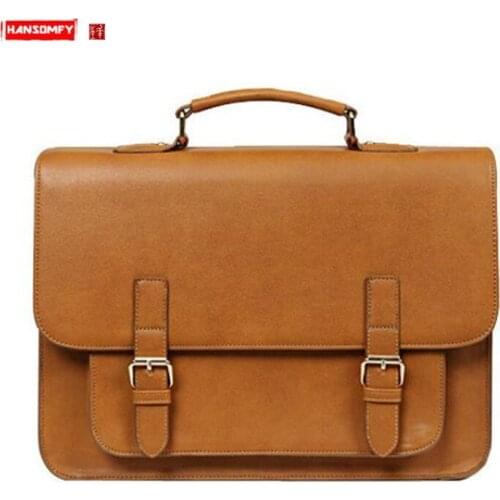 New 13.3" Women Handbag Business Briefcase Female Waterproof Laptop Bag Retro Leather Schoolbag Shoulder Bag Textbook Bags Hard