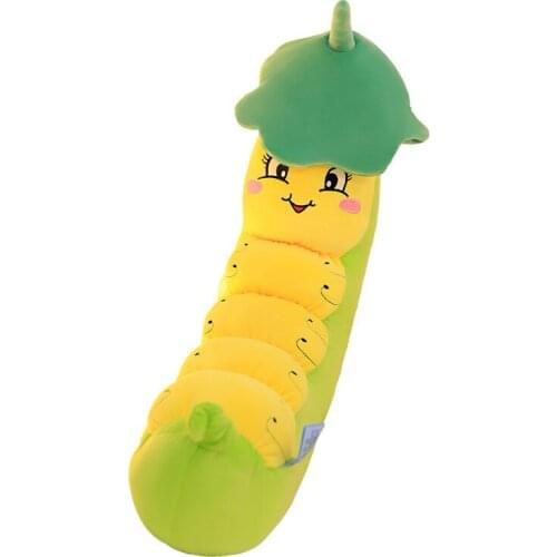 New Caterpillar Plush Doll Sleeping Long Pillow Green Lotus Leaf Bug Plush Toy Soft Comfortable Doll Girl Boy Gift Decoration