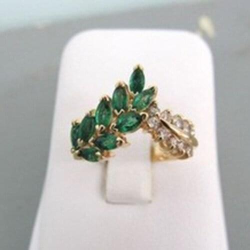 New Style Personality Simple Crystal Ring Trendy Elegant Lady White/green Color Zircon Ring Charm Bridal Engagement Ring Jewelry