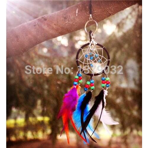 New fashion originality hot multicolor Feather Dreamcatcher Wind Chimes Indian Style Pendant Dream Catcher key ring Gift