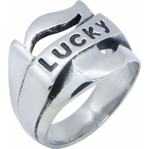 Drop Ship Size 7~13 Cool Lucky 7 Biker Ring 316L Stainless Steel Jewelry Fashion Polishing Biker Ring