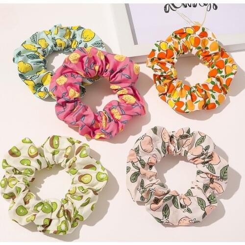 Lovely Fruit Women Hair Ties Strawberry Girls Scrunchies Elastic Hair Bands Solid Color Headwear Ponytail Holder Hair Accesories