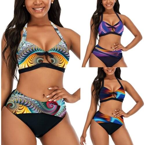 Sexy Bikini Swimwear Bathing Suit Set Printed Swimming Suit Moldd Shelf Bras Beach Wear