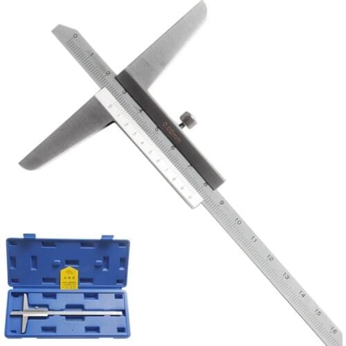 Depth Vernier Caliper 8" 0-200mm/0.02 Metric Gauge Micrometer Carbon Steel Measuring Tools