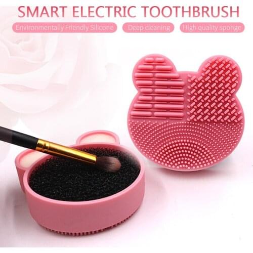 Silicone Outer Box Makeup Brush Cleaner Cute Bear Makeup Brush Wet And Ddry Cleaning Box Makeup Brushes Makeup Brushes & Tools