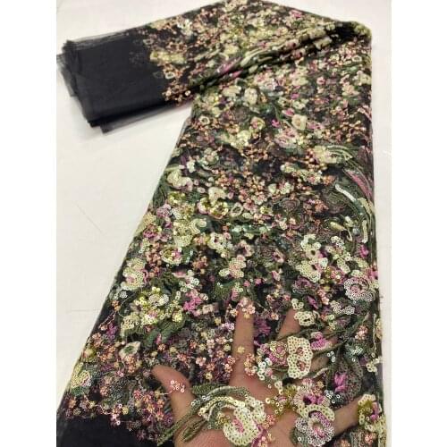 Blue Sequence Nigerian Lurxury Tulle lace 2020 High Quality African Mesh Wedding Fabric for Dress XZNI4511