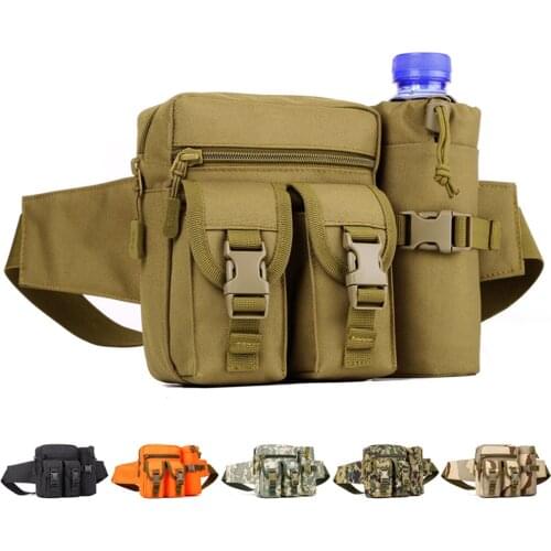 Tactical Water Bottle Phone Pouch Waist Pack Outdoor Hunting Cyling Hiking Chest Bag Military Combat Camo Belt Pack Mochila